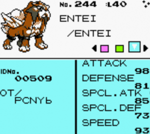 A Shiny Entei received from the Pokémon Gotta Catch 'Em All! machine