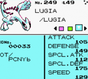 A Shiny Lugia received from the Pokémon Gotta Catch 'Em All! machine